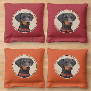 German Pinscher Painting Original Animal Art Cornhole Bags