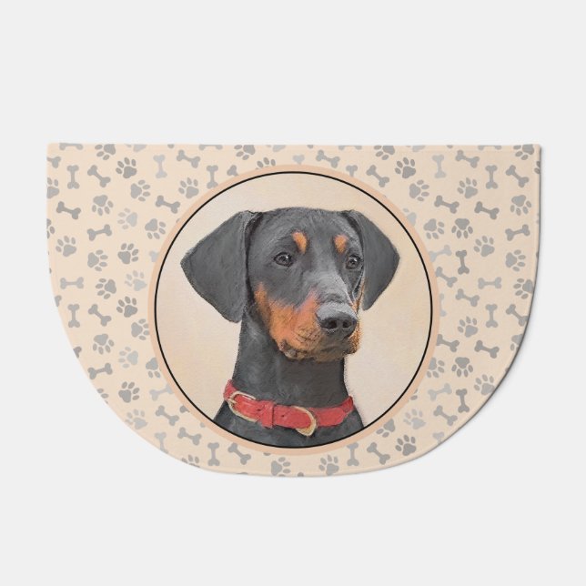German Pinscher Painting Original Animal Art Doormat (Front)