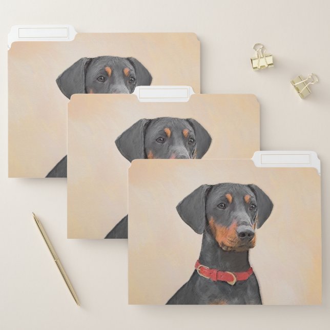 German Pinscher Painting Original Animal Art File Folder (Set)