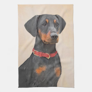German Pinscher Painting Original Animal Art Kitchen Towel