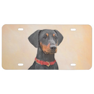 German Pinscher Painting Original Animal Art License Plate