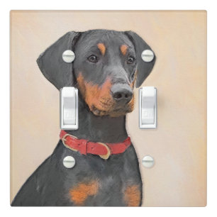 German Pinscher Painting Original Animal Art Light Switch Cover