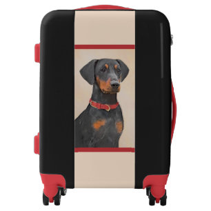 German Pinscher Painting Original Animal Art Luggage
