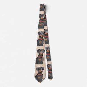 German Pinscher Painting Original Animal Art Neck Tie