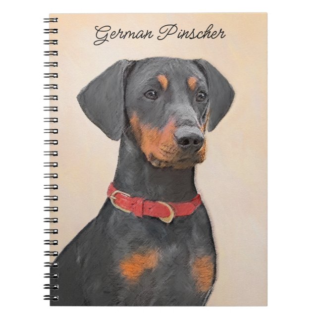 German Pinscher Painting Original Animal Art Notebook (Front)
