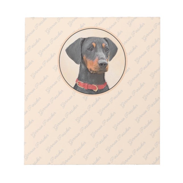 German Pinscher Painting Original Animal Art Notepad (Front)