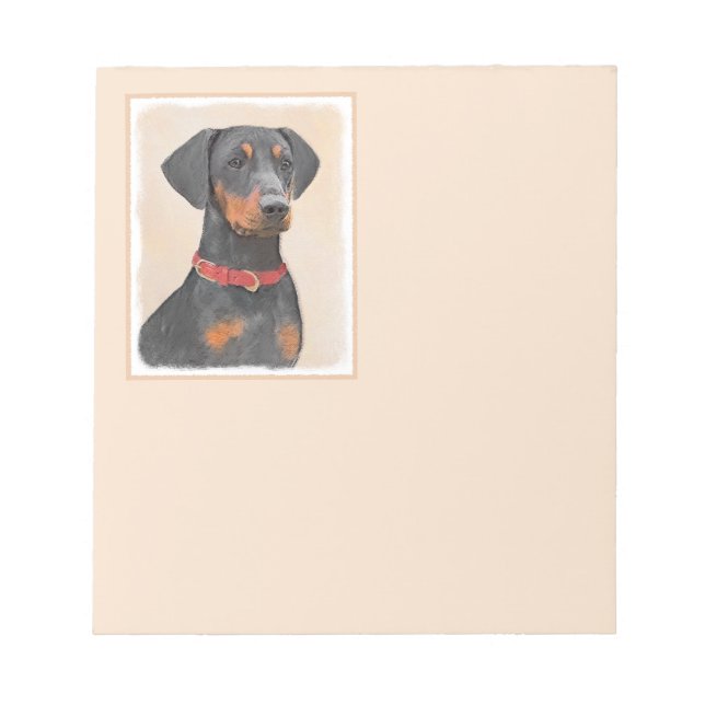 German Pinscher Painting Original Animal Art Notepad (Front)
