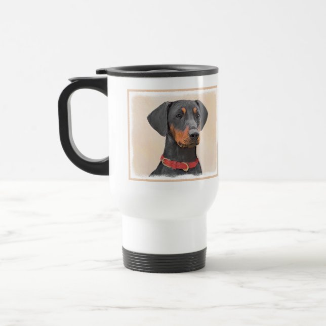 German Pinscher Painting Original Animal Art Travel Mug (Left)
