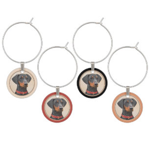German Pinscher Painting Original Animal Art Wine Charm
