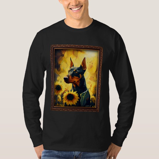 German Pinscher Painting Sunflower Flower Mom Wome T-Shirt (Front)
