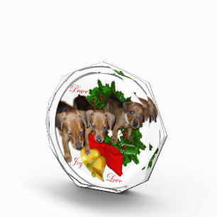 German Pinscher Puppies Christmas Acrylic Award
