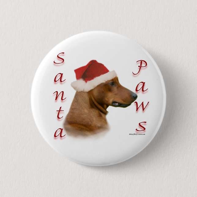 German Pinscher Santa Paws Pinback Button (Front)