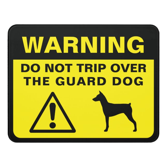 German Pinscher Silhouette Funny Guard Dog Warning Door Sign (Contemporary Front)