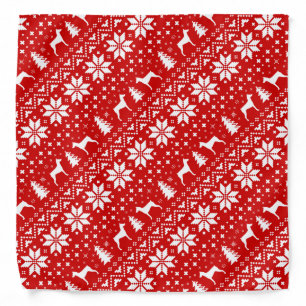 German Pinscher Silhouettes Christmas Pattern Red Bandana
