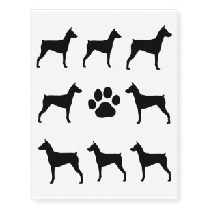 German Pinscher Silhouettes Temporary Tattoos