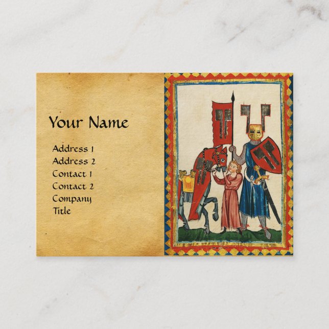 GERMAN POET AS TEUTONIC KNIGHT MEDIEVAL MINIATURE  BUSINESS CARD (Front)