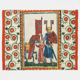 GERMAN POET AS TEUTONIC KNIGHT MEDIEVAL MINIATURE  FLEECE BLANKET