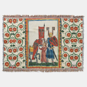 GERMAN POET AS TEUTONIC KNIGHT MEDIEVAL MINIATURE THROW BLANKET