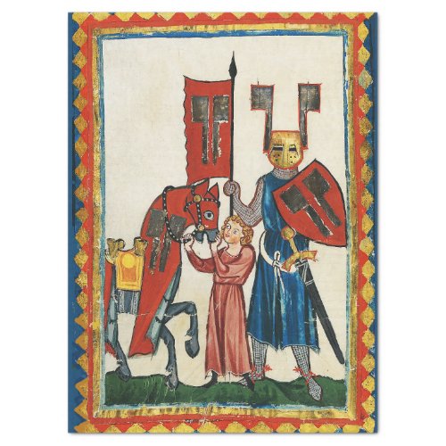 GERMAN POET AS TEUTONIC KNIGHT MEDIEVAL MINIATURE  TISSUE PAPER