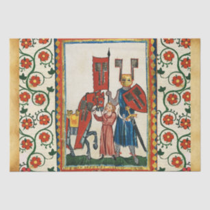GERMAN POET AS TEUTONIC KNIGHT MEDIEVAL MINIATURE  TISSUE PAPER