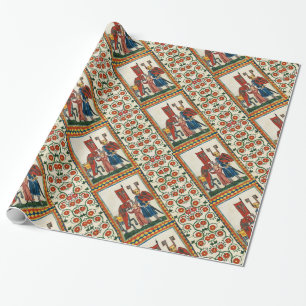GERMAN POET AS TEUTONIC KNIGHT MEDIEVAL MINIATURE WRAPPING PAPER