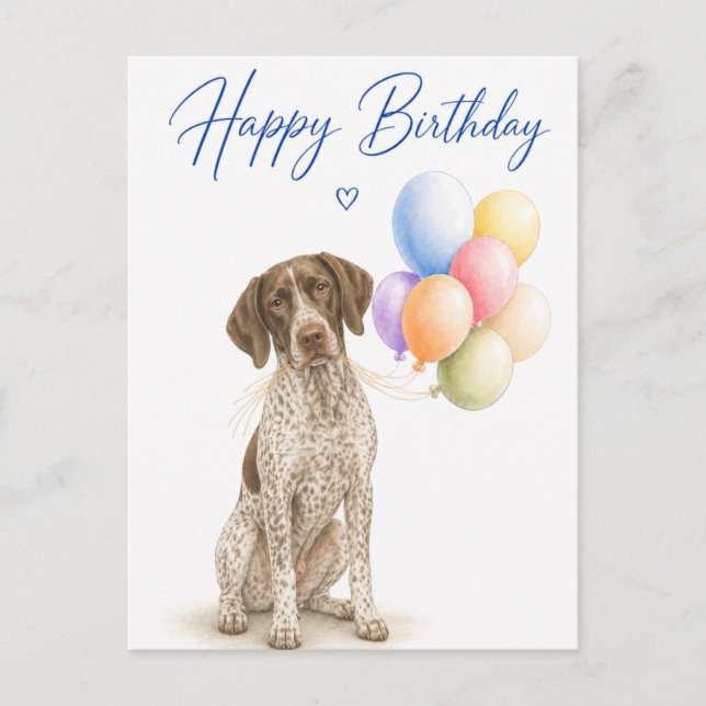 German Pointer Birthday Postcard (Front)