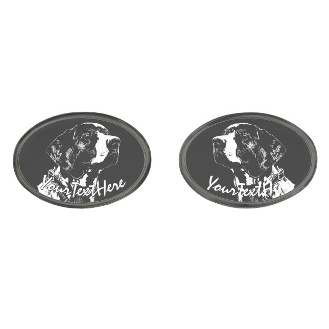 German Pointer Dog Cufflinks Personalize Dog Gifts (Front)