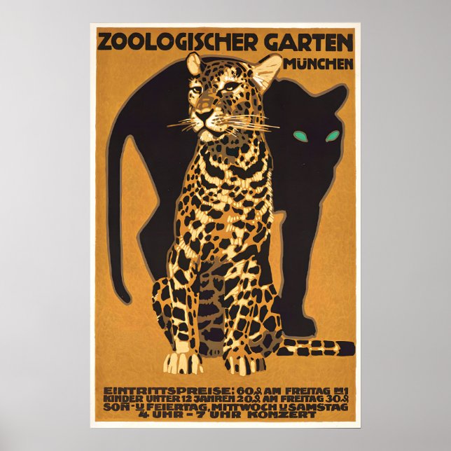 German Poster Leopard Zoo Munich, Germany by (Front)