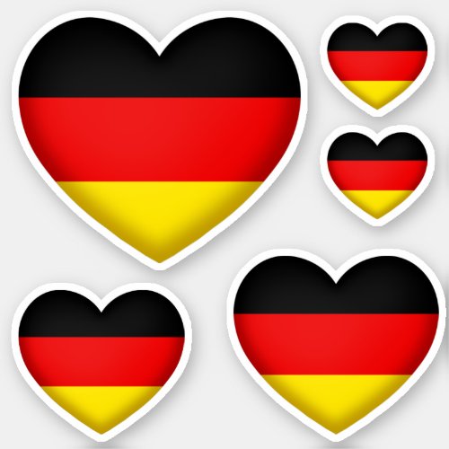 German Pride Black Red Gold Hearts Flag Colors Sticker