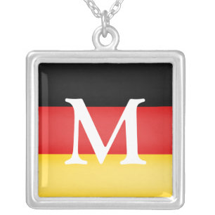 German Pride Black Red Gold Monogrammed Silver Plated Necklace