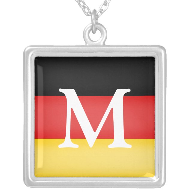 German Pride Black Red Gold Monogrammed Silver Plated Necklace (Front)