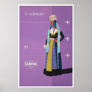 German Print Sabena Airlines Art Germany Travel
