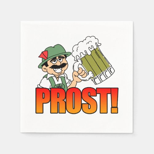 German Prost Party Napkins Cartoon Bier
