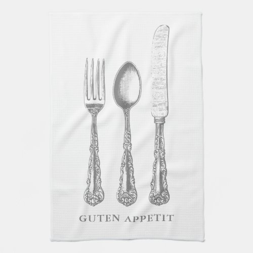 German Quote kitchen towel fork spoon knife Kitchen Towel