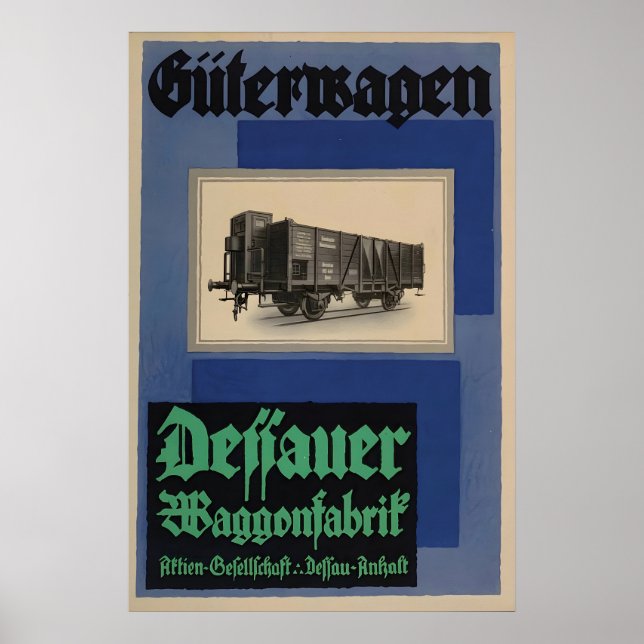 German Railways Poster Dessau Train Car Factory (Front)