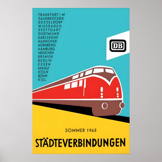German Railways TEE Poster 1963 DB Inter-City (Front)