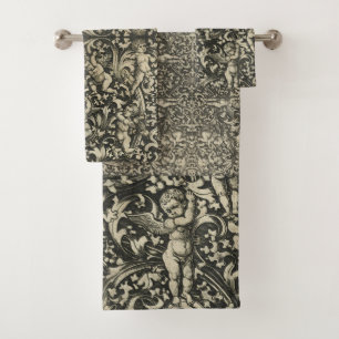 German Renaissance Cherub Angels Gold Brown Bath Towel Set
