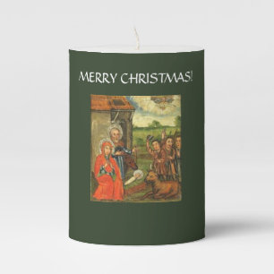 GERMAN RENAISSANCE NATIVITY PAINTING Pillar Candle