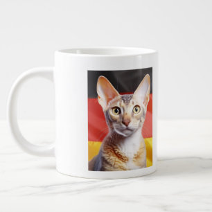 German Rex Cat German Flag In Background Giant Coffee Mug