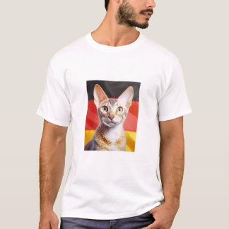 German Rex Cat German Flag In Background T-Shirt