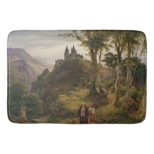 German Romantic Landscape with Monastery Complex Bath Mat