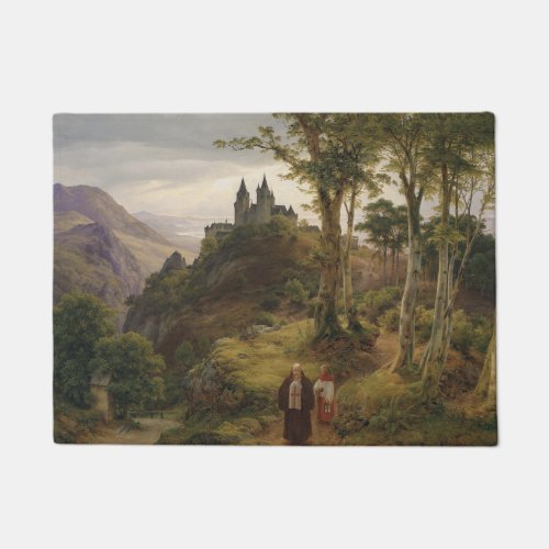 German Romantic Landscape with Monastery Complex Doormat
