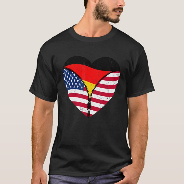 German Roots America Grown For Half Germany Americ T-Shirt (Front)