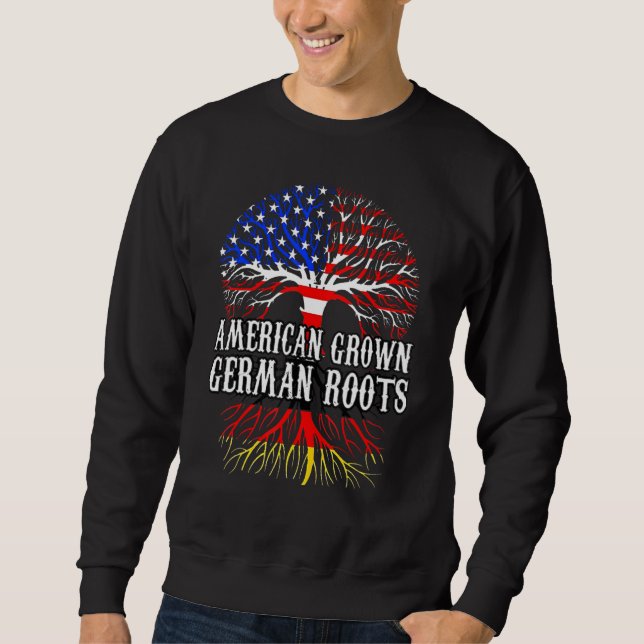 German Roots American Grown Tree Flag USA Germany Sweatshirt (Front)