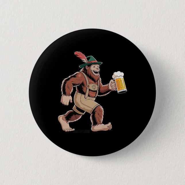 German Sasquatch Beer Funny Premium  Button (Front)