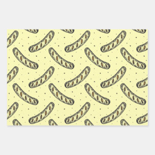 German Sausage Pattern Wrapping Paper Sheets