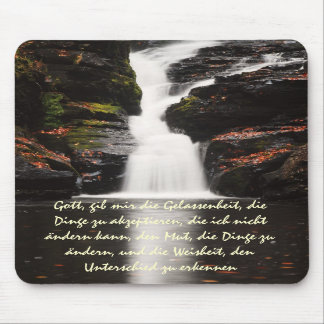 German Serenity Prayer  Autumn Waterfall Mousepad