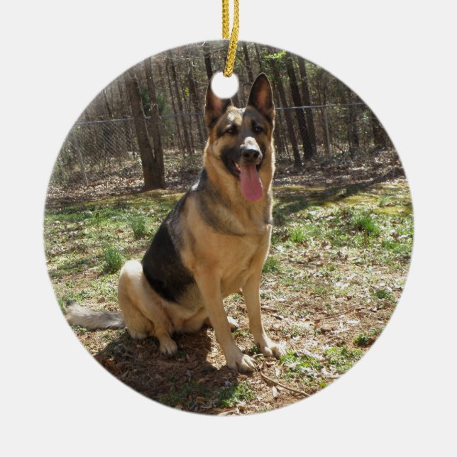 german shepard 3 ceramic ornament (Front)