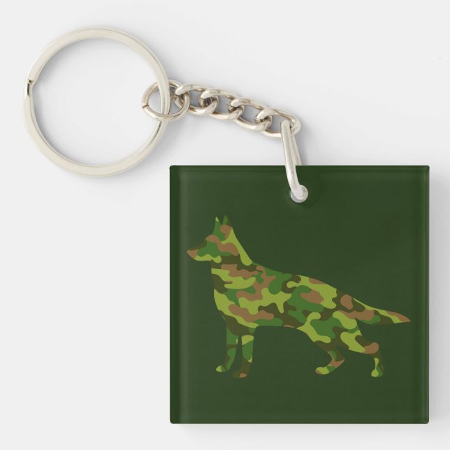 German Shepard army green camouflage Keychain (Front)