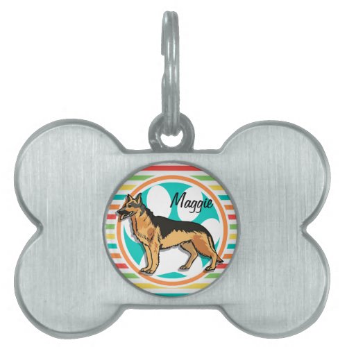 German Shepard Bright Rainbow Stripes Pet ID Tag